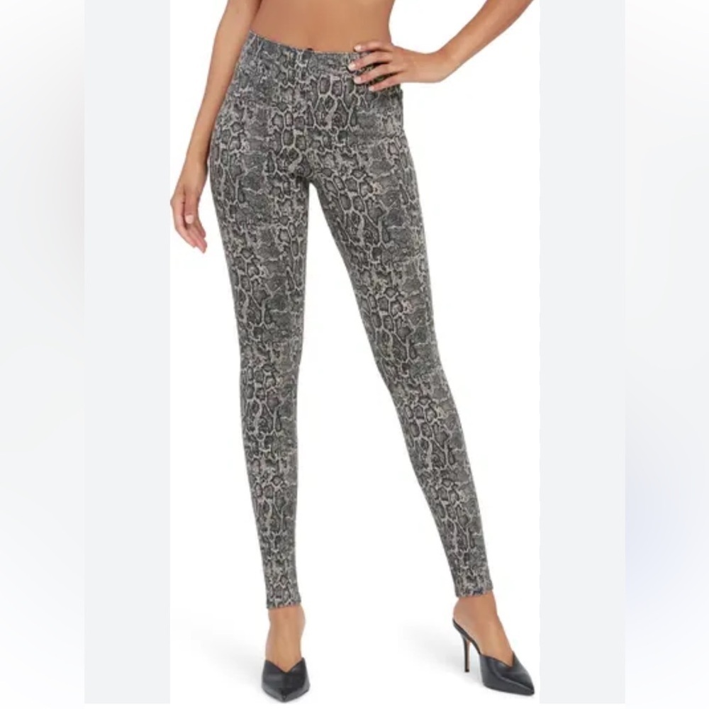 Spanx jean-ish leggings in snake print
